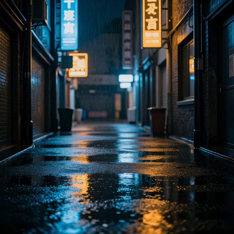 비 내리는 도시의 밤
